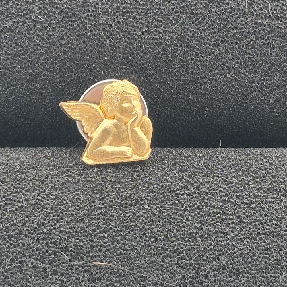 Vintage Gold Tone Collectible Cherub Angel Metal Pinback Lapel Pin Hat Pin